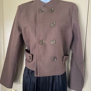 Elegant Double-Breasted Pea Coat in Brown